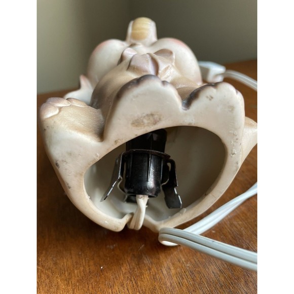 Vintage Josef Originals Ceramic Baby Elephant Pink Bow Night Light Lamp Trunk Up - Picture 9 of 12